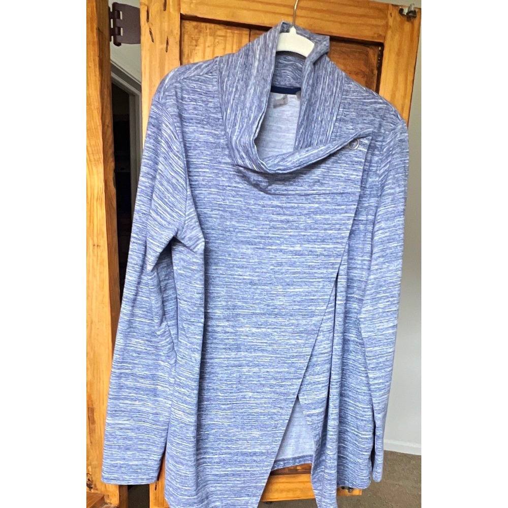 Danskin Women's XL Heathered Blue/Gray Cowl Neck Pullover Sweatshirt LS